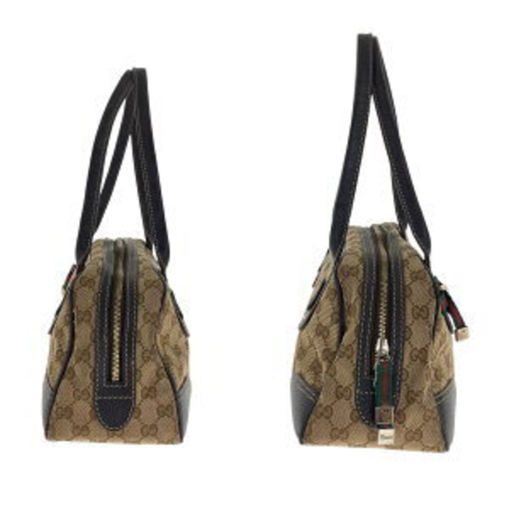 Gucci Tan Beige bag Line GG Sherry canvas handbag leather Princy Black Boston - Picture 8 of 10